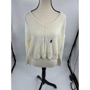Arizona Sweater Womens S Ivory Cream V Neck Long Sleeve Soft Knit Pullover Top